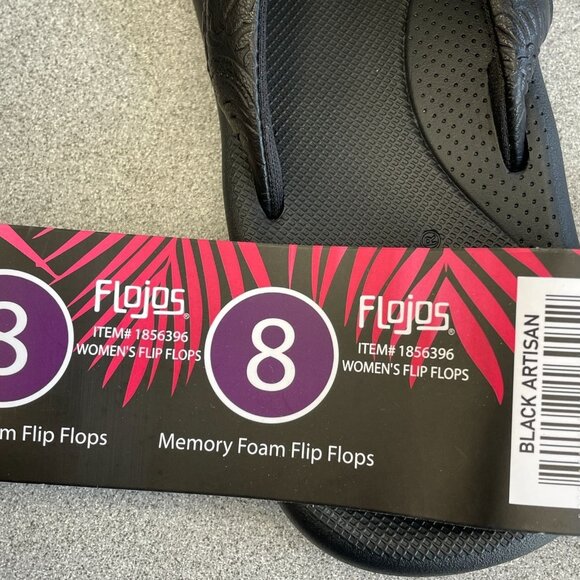NEW  Flojos Women's Size 8 Memory Foam Black Thong Flip Flops Sandals - Picture 3 of 7